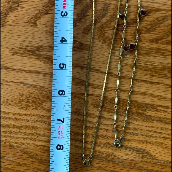 VTG Gold violet crystal bezel necklace small anchor chain chevron drop earrings - Picture 9 of 10